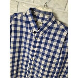 Gitman Bros Shirt Mens XXL Blue White Check Button Down Made in USA long sleeve